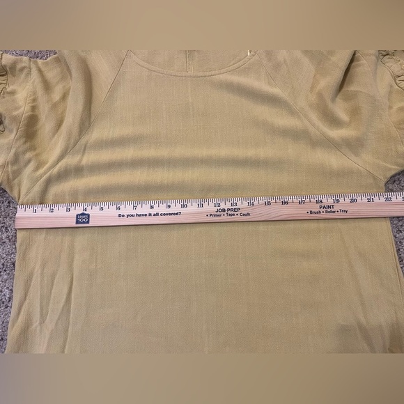 Umgee Top Womens M Yellow Flowy Linen Blend Layered Raw Hem Sleeve Coastal Boho - Picture 9 of 9